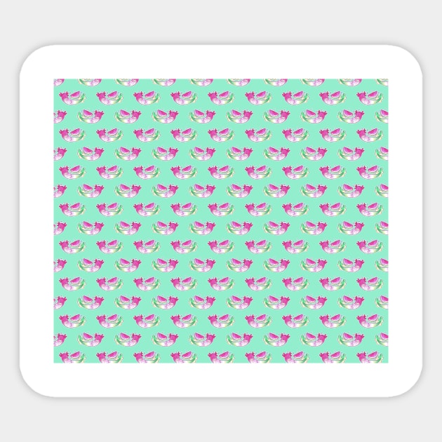 Watermelon Axolotl Pattern Sticker by saradaboru